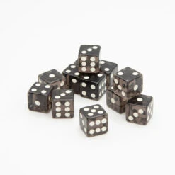 D6 Dice: 16mm Transparent Black Square Edge (12)(D6 Dice 16mm Transparent Black Square Edge 12)