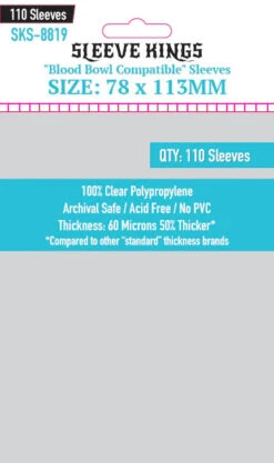 Sleeve Kings: Blood Bowl Compatible Sleeves (78mm X 113mm X 110)(Sleeve Kings Blood Bowl Compatible Sleeves 78mm X 113mm X 110)