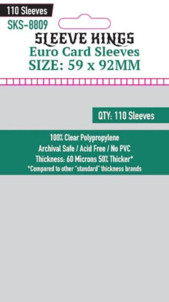 Sleeve Kings: Euro Card Sleeves (59mm X 92mm X 110)(Sleeve Kings Euro Card Sleeves 59mm X 92mm X 110)