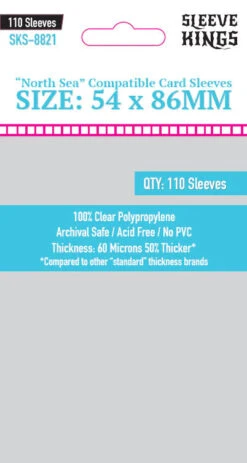 Sleeve Kings: 'North Sea' Compatible Card Sleeves (54mm X 86mm X 110)(Sleeve Kings North Sea Compatible Card Sleeves 54mm X 86mm X 110)